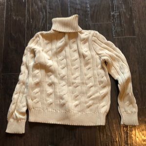 Ivory crop cable sweater